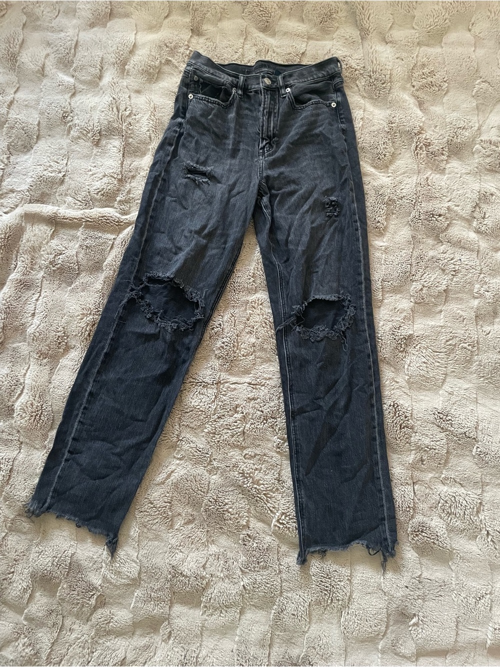 American Eagle Outfitters Distressed Black High-Rise Jeans